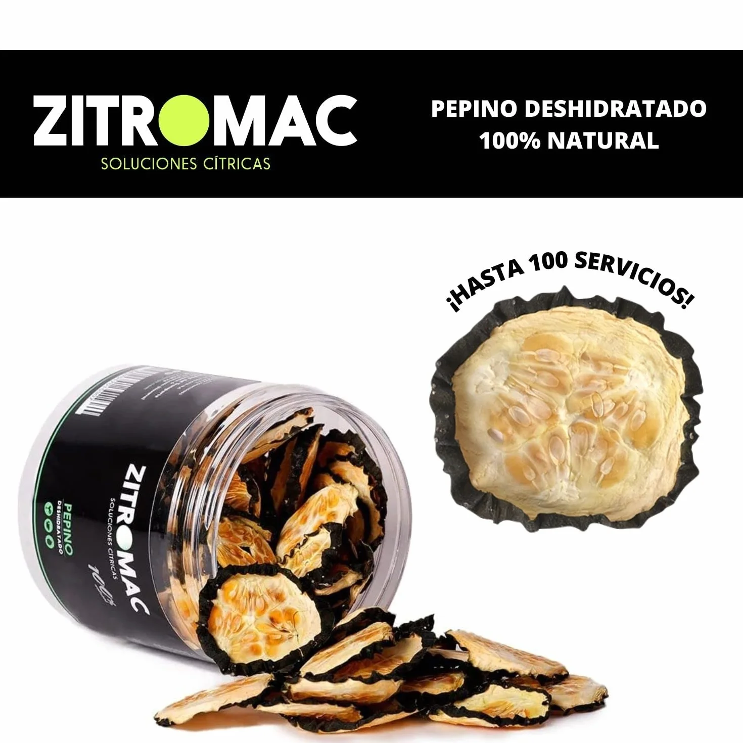 Pepino Deshidratado para Cocteles 100 Rodajas 45GR Orgánico Natural sin Azucares