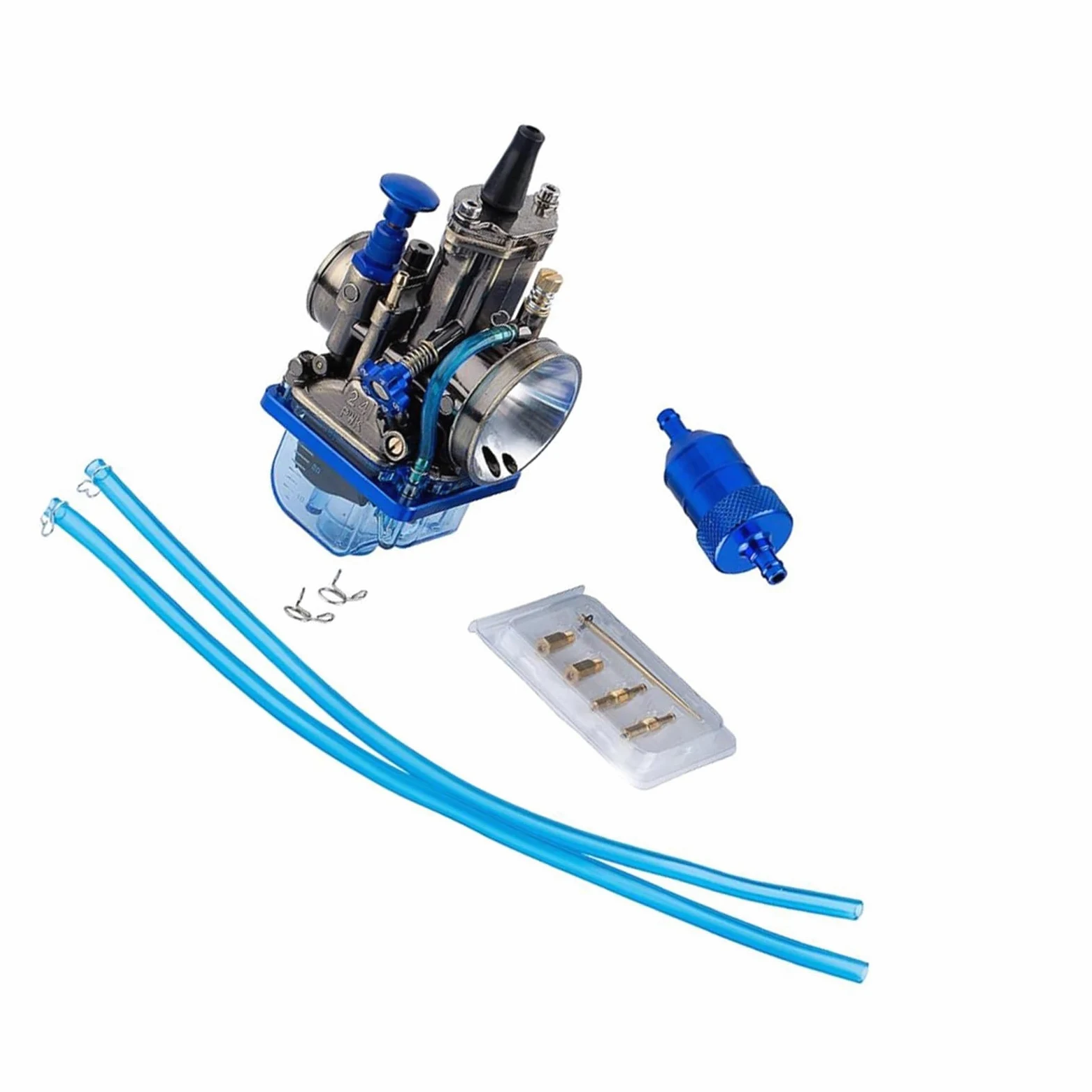 Pieza del carburador Universal para PWK 24mm para Motor De 90cc A 125cc Carburador De Motocicleta Tazón De Cubierta Transparente Azul Azabache