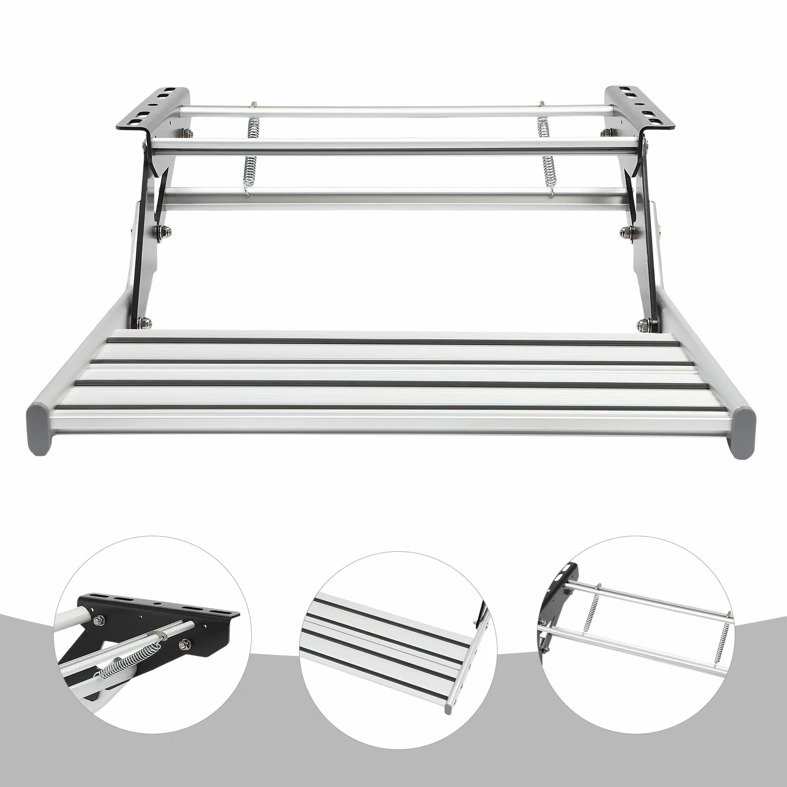 Escalón manual de aluminio para autocaravana (sin iluminación) | Escalón de camping plegable con goma antideslizante y capacidad de carga de 150 kg | perfecto para caravanas | remolque