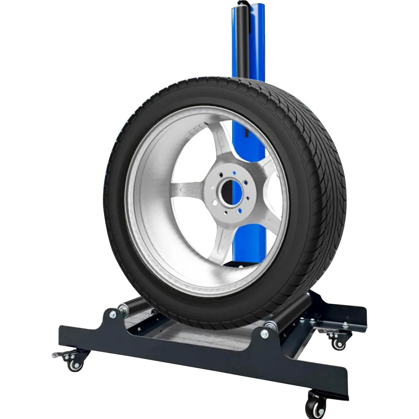 Soporte de limpieza de neumáticos con 3 rodillos de acero inoxidable, estante de detalles resistente sobre ruedas para garaje, taller de reparación de automóviles