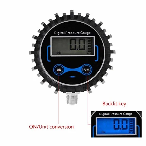 Medidor de presión 0-200PSI Digital LCD medidor de presión de neumáticos Coche Aire PSI medidor manómetro probador de presión de neumáticos 1/8 NPT