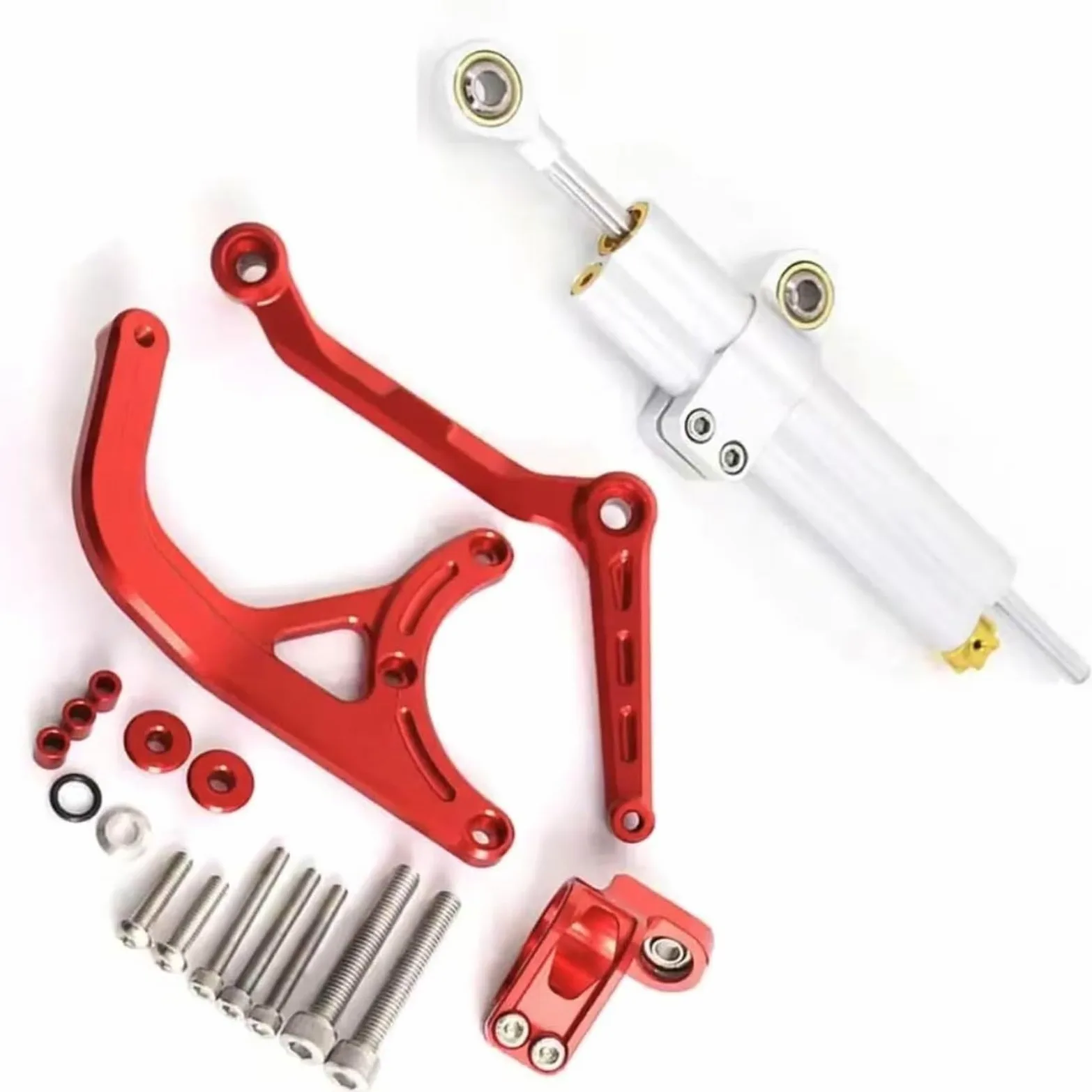 Pieza de Motocicleta Kit De Soporte para Ducati Multistrada V4 RS 2024 Amortiguador Estabilizador Dirección(Silver)