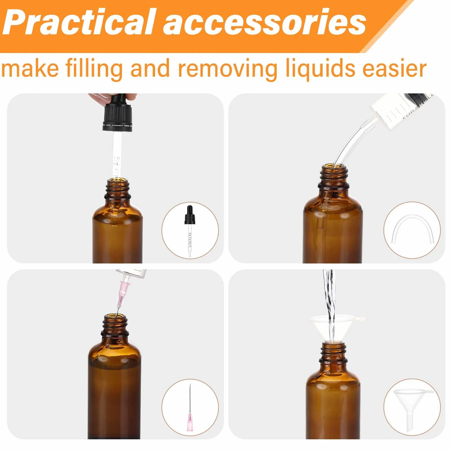 Frascos de Vidrio Marrón 100 ml con Gotero para Aceites Esenciales - 6 Piezas