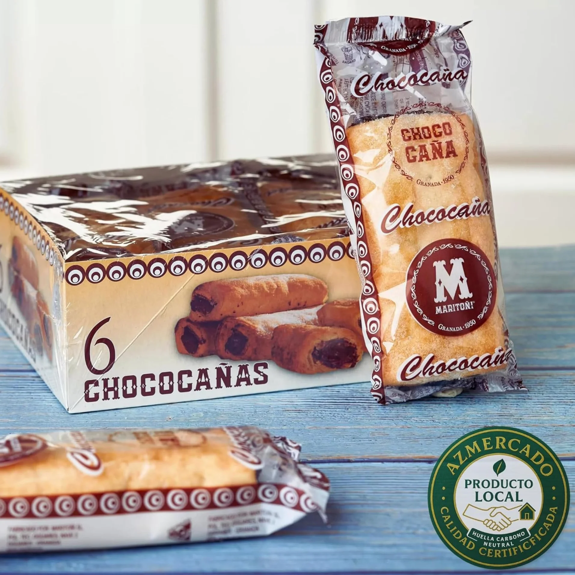 Chococañas Maritoñi Granada Hojaldre Relleno Crema Chocolate Artesano Pack 18 Uds