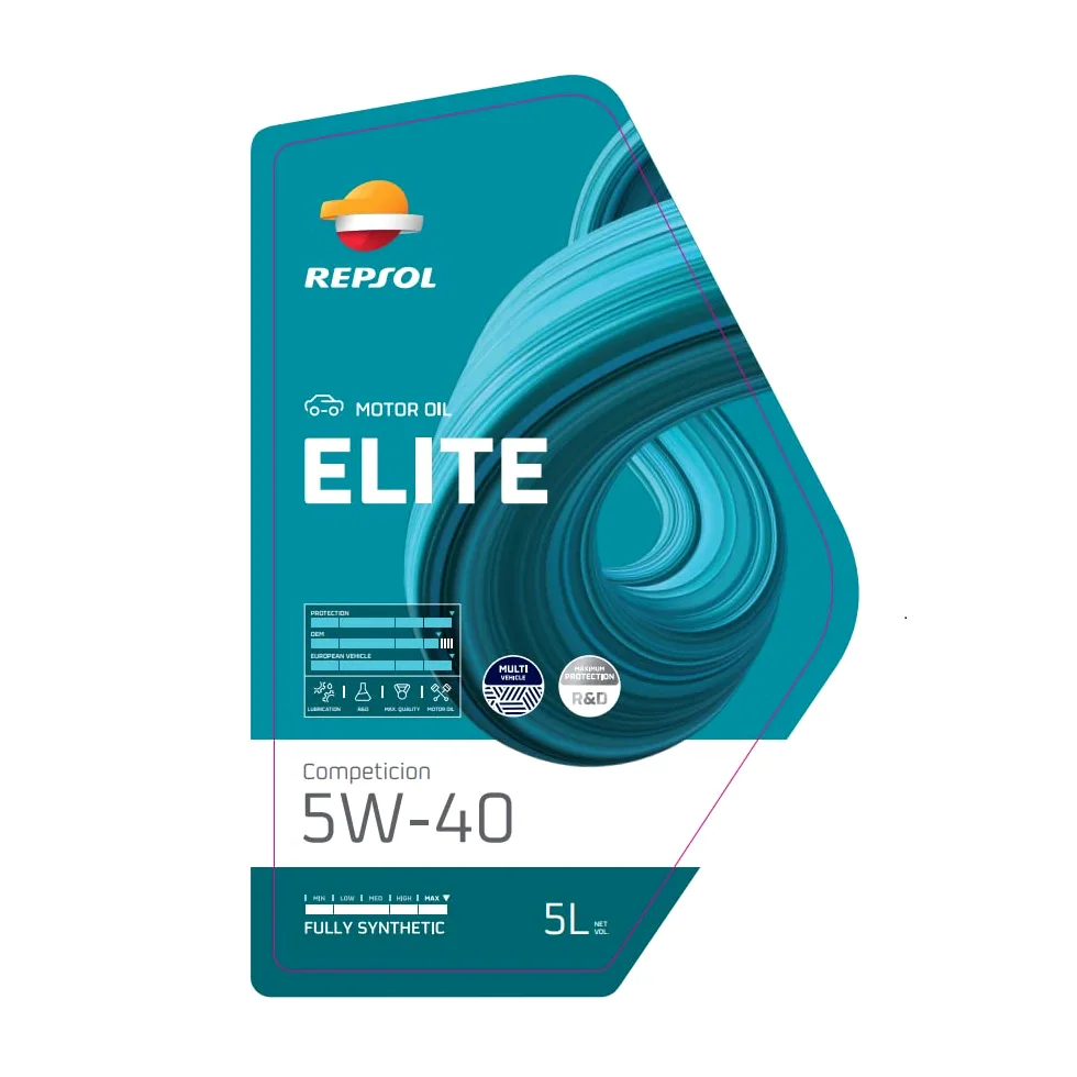 REPSOL Aceite de motor 5W-40 Elite aceite ACEA A3/B4 API SN API CF Competition 5L Compatible con VW Polo V Hatchback 6R1, 6C1 up! Hatchback 121, 122, BL1, BL2, BL3, 123 Passat B8 Variant 3G5, CB5