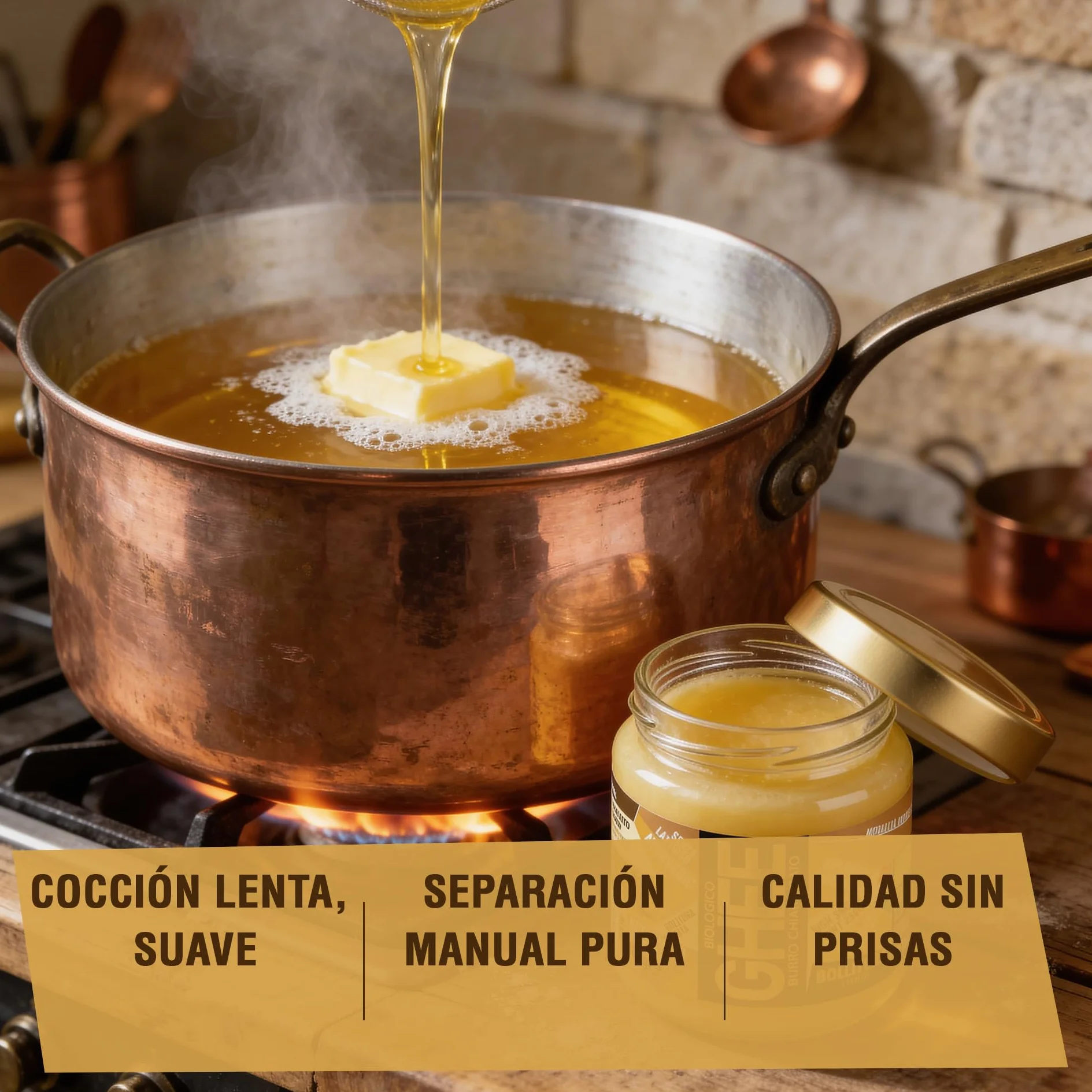 Benvolio Ghee Mantequilla Clarificada Ecológica 180g Italiana Sin Lactosa Alto Punto de Humo 250°C
