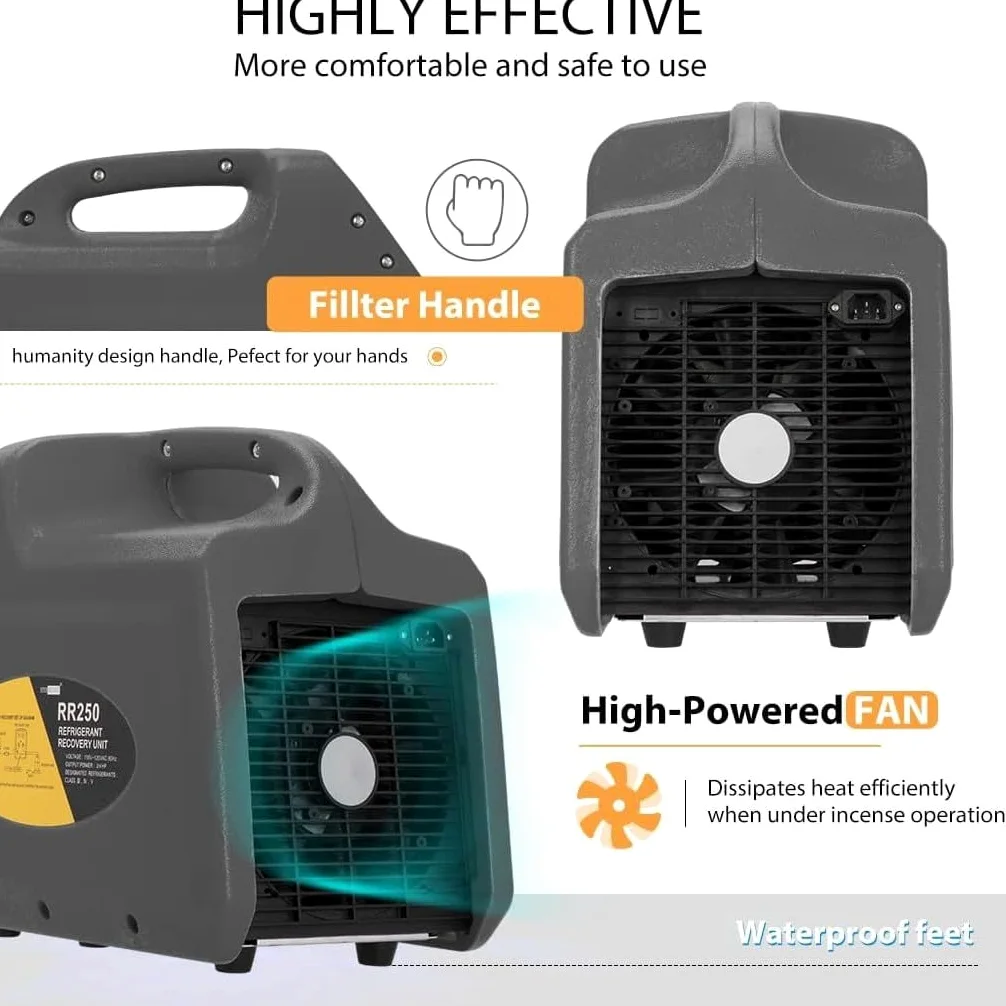 Máquina portátil de recuperación de refrigerante 1hp/3/4 H -P - Máquina de recuperación de CA120V HVAC para refrigerante líquido