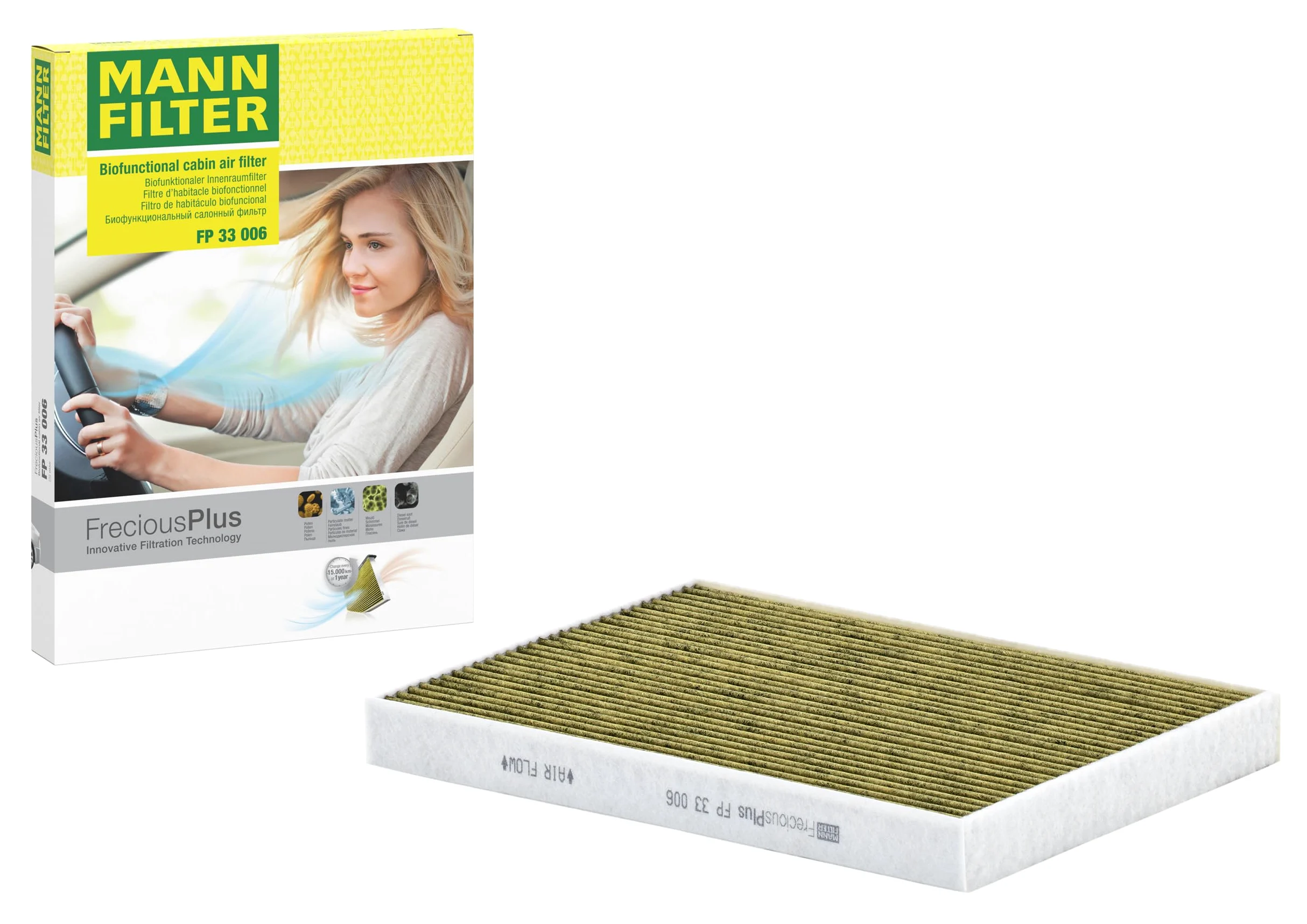 MANN-FILTER FP 33 006 Filtro de aire de cabina - Filtro de Polen con Carbón activado - para Automóviles + Vehículos de transporte