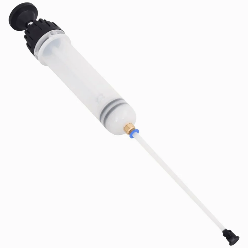 Purgador de frenos blanco y negro, 0,2 L, bomba de mano para líquido de frenos, herramienta de purga con manguera transparente para reparación de taller