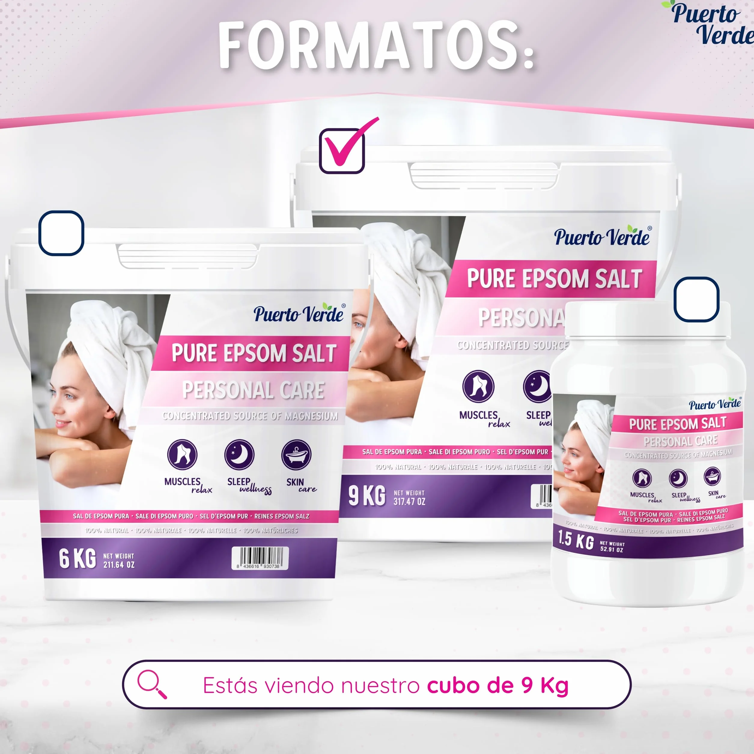 Sal de Epsom Pura 9 kg - Fuente de Magnesio para Baño y Cuidado Personal