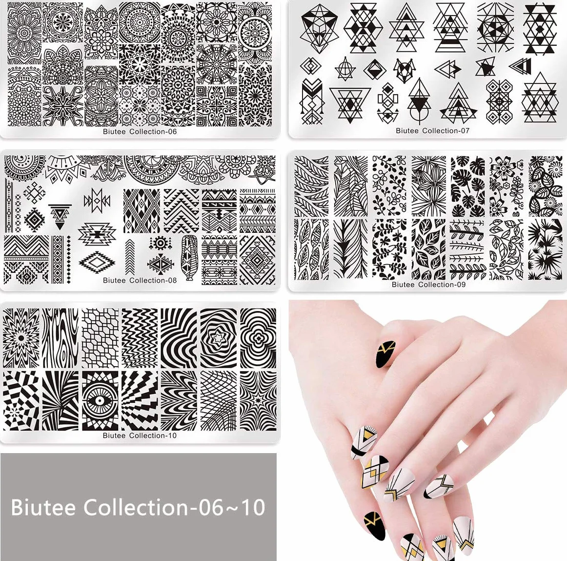 Biutee Nail Art Stamping Placas 19 Uñas Manicura Estampado Plantilla