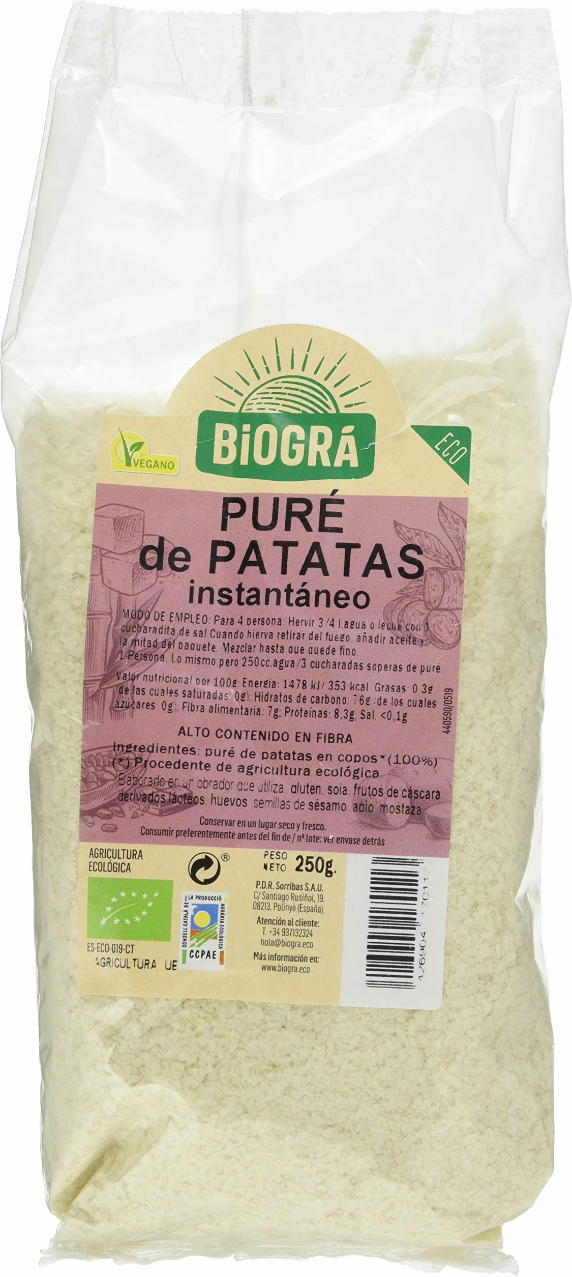 Biográ Pure De Patatas Instantaneo 250G Bio