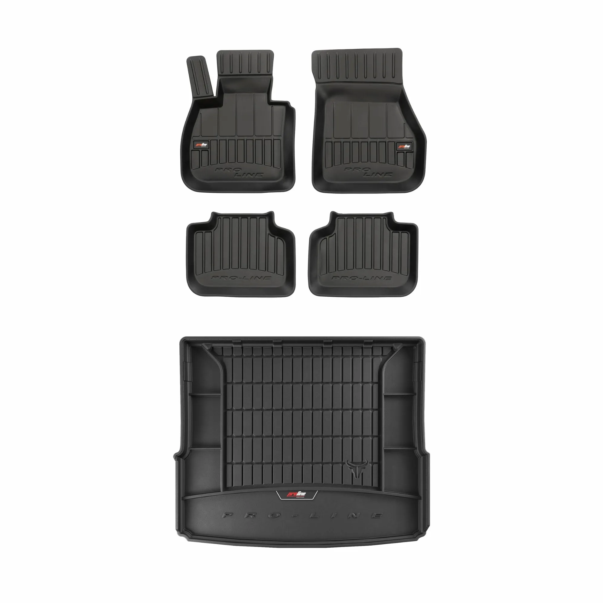 FROGUM ProLine 3D Un Juego de Alfombrillas de Goma para Coche y cubeta Maletero con Logo Alfombras para BMW X1 F48 2015-2022| Los Bordes más Altos