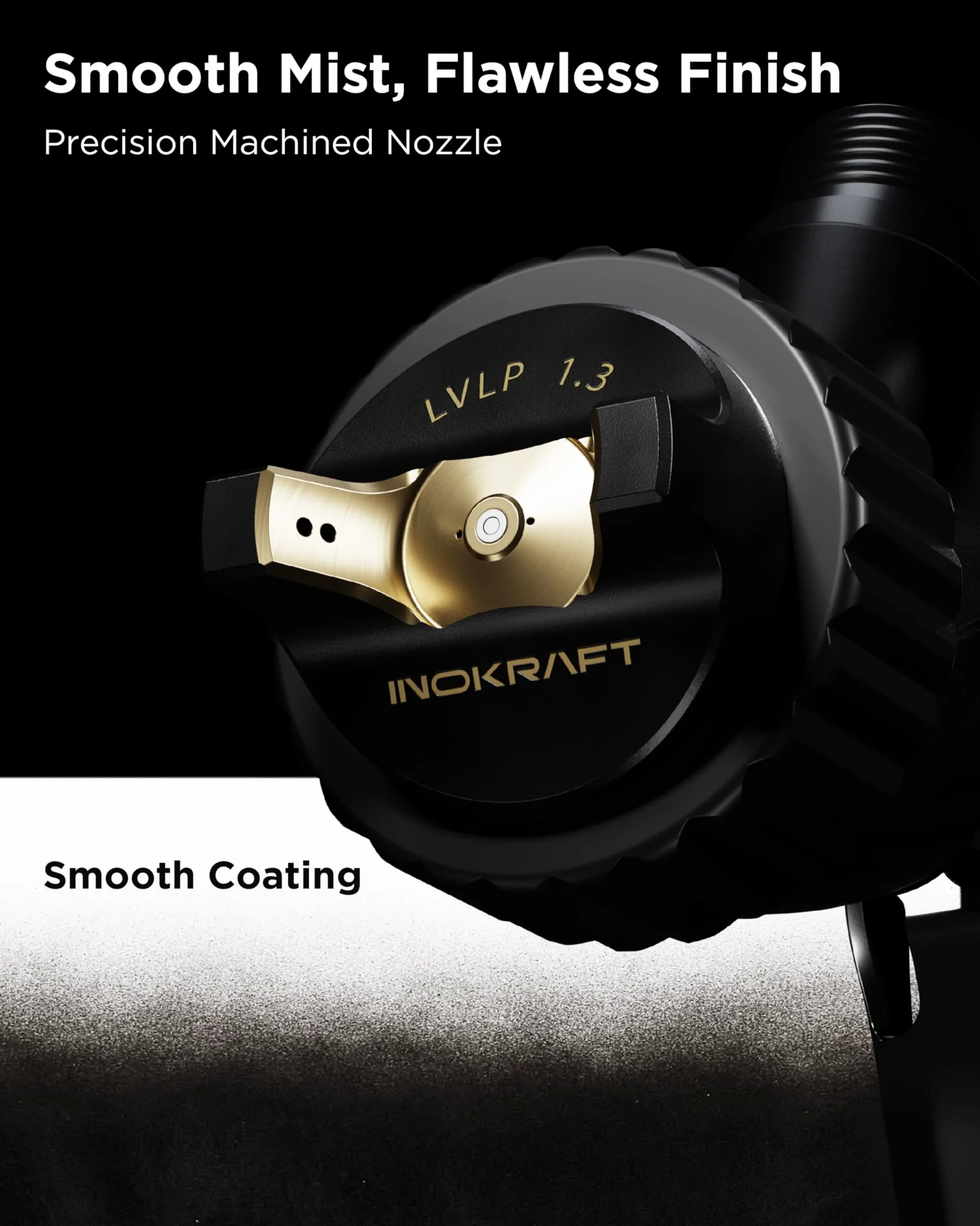 InoKraft Drizzle Pro LVLP - Pistola de pulverización precisa y Profesional, diseño de bajo Exceso de pulverización, Ultraligera de 340 g, Kit de Boquilla 1.3B/1.3C con Accesorios de pulverización de