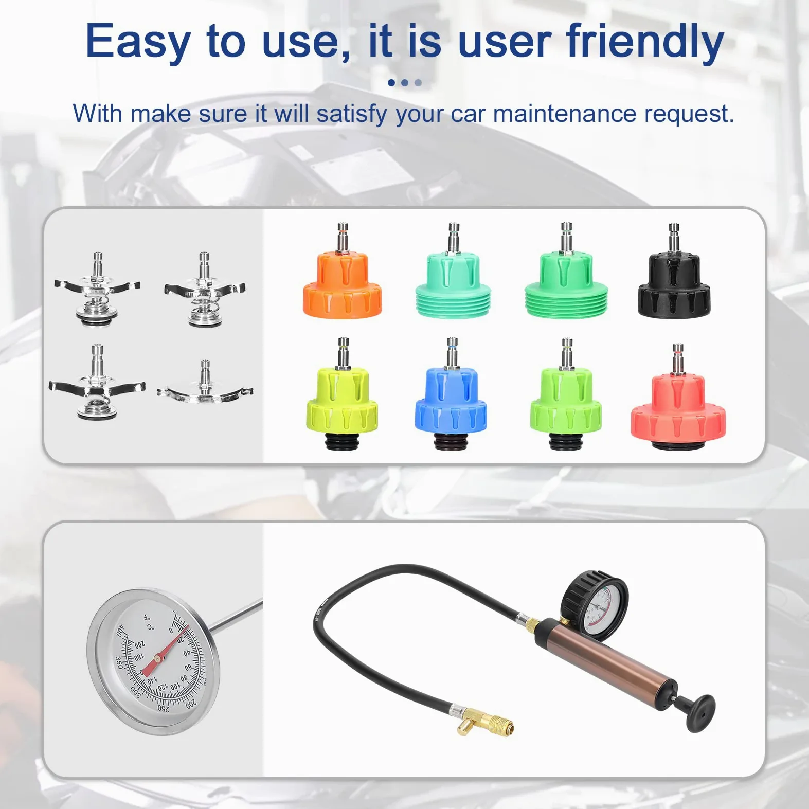 Kit universal de detección fugas en depósitos combustible for automóviles, herramienta detectora for , probador presión agua del radiador, kit herramientas vacío for refrigerante aire acondicionado