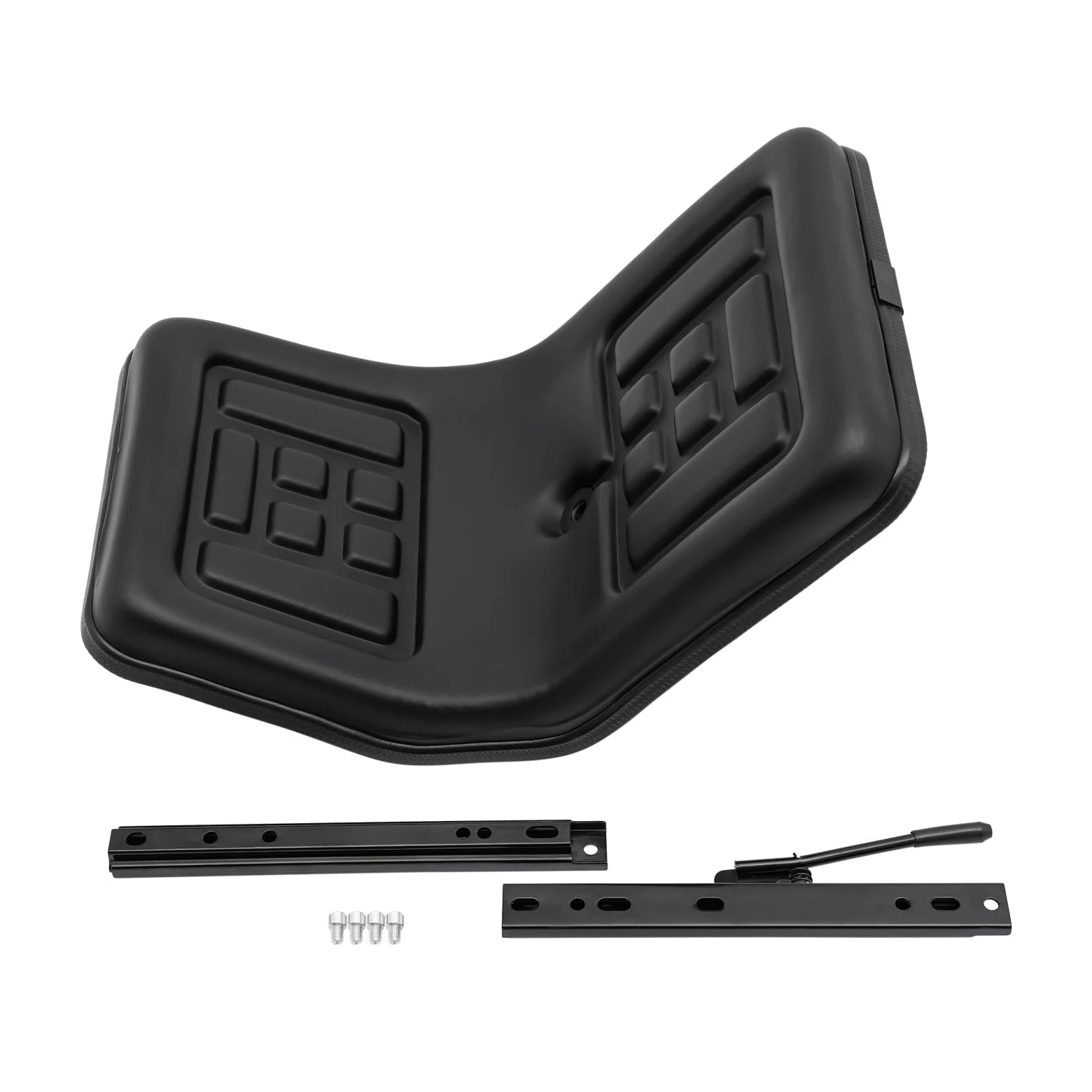 Asiento universal para tractor con rieles ajustables, asiento de carretilla elevadora para tractor cortacésped y excavadora, asiento de PVC impermeable, capacidad de carga de 100 kg (44,5 x 35,5 x