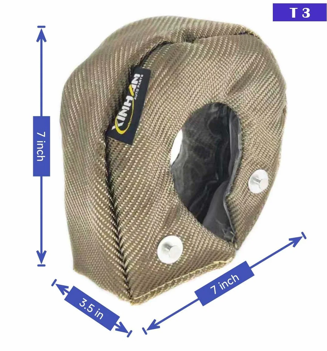 XINHAN Manta Turbo de Titanio T25 T3 T4 T6 Cubierta para Turbocompresor Cubierta de Protección Térmica con Resortes de Sujeción (T3)